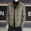 New thickened and warm men's down jacket for winter, with a stand-up collar, cool and casual white duck down winter coat for men details Picture